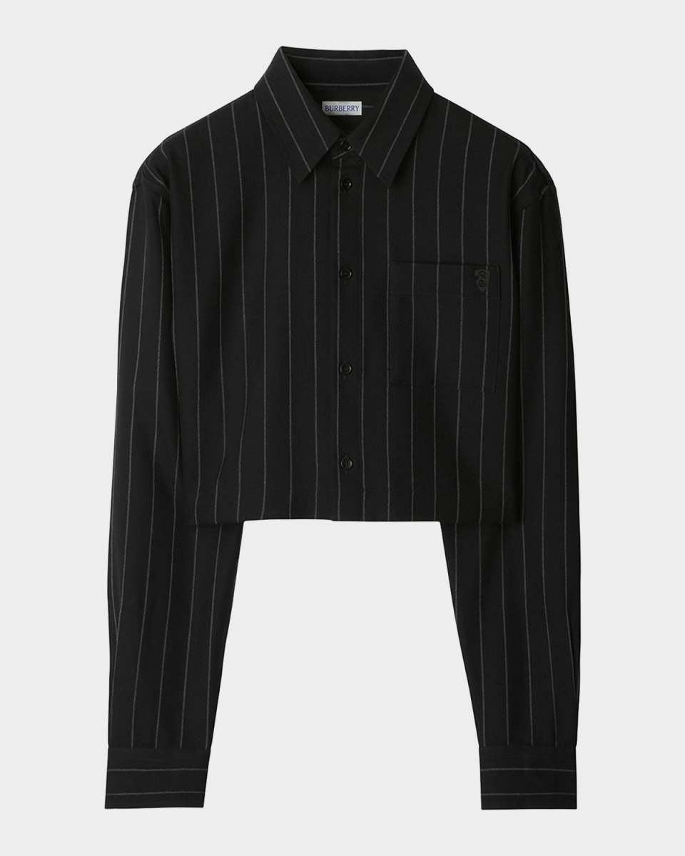 Pinstripe Cropped Wool Blouse